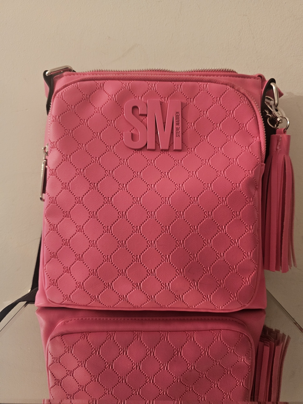 Steve Madden Abigail In Hot Pink Quilted Crossbody Bag